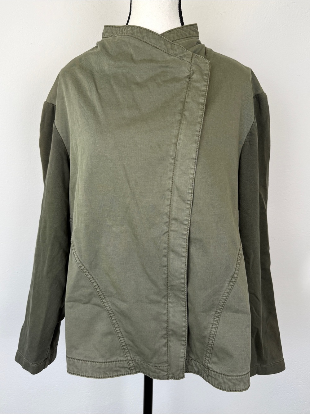 Marrakech Size 1X Olive Green Asymmetrical Utility Jacket